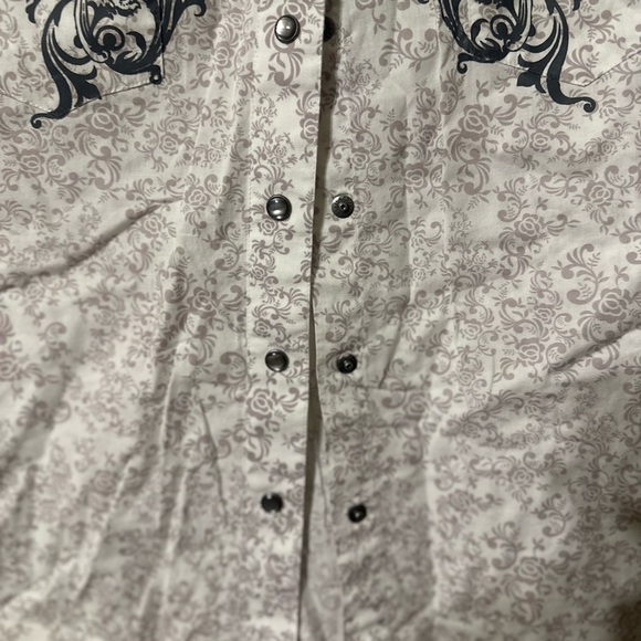 Roper Black and White Casual Button Down Shirt with Embroidery - Picture 3 of 7